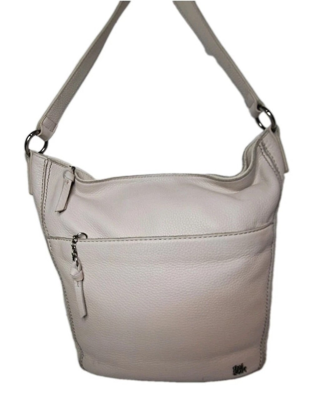 The Sak Sequoia Hobo Slouch Cream Off White Pebbled Leather Handbag Purse Used